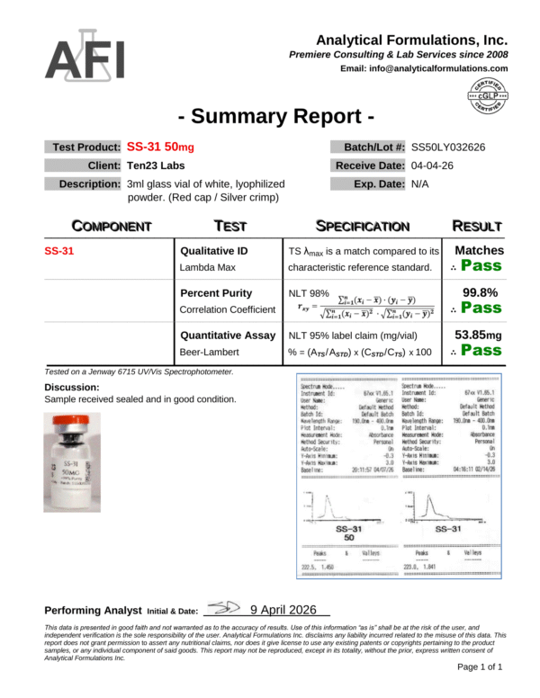 SS-31 50mg Summary Report 04-09-26 SS-31 (50mg)